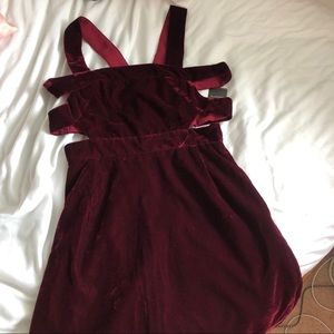 Red velvet cutout dress